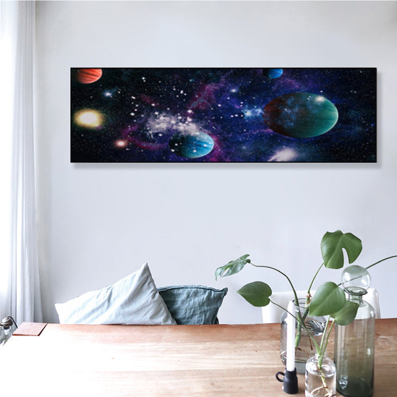 Impression sur toile Grand Planet texturée pour enfants, décoration murale intérieure de maison d'art en couleur claire
