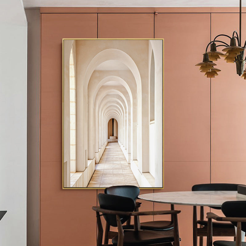 Modern Arched Hallway Art Print Dining Room Wall Decor in Light Color, Optional Sizes