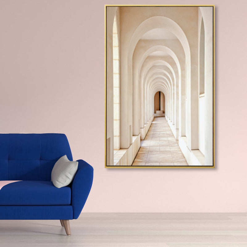 Moderne gebogen hal kunstprint eetkamer wanddecoratie in lichte kleur, optionele maten