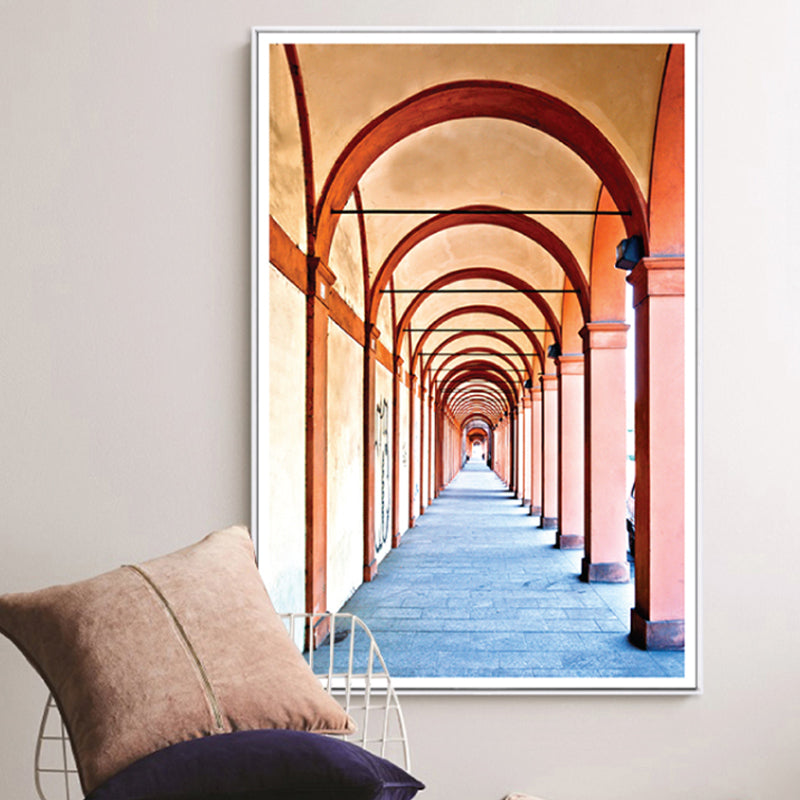 Modern Arched Hallway Art Print Dining Room Wall Decor in Light Color, Optional Sizes