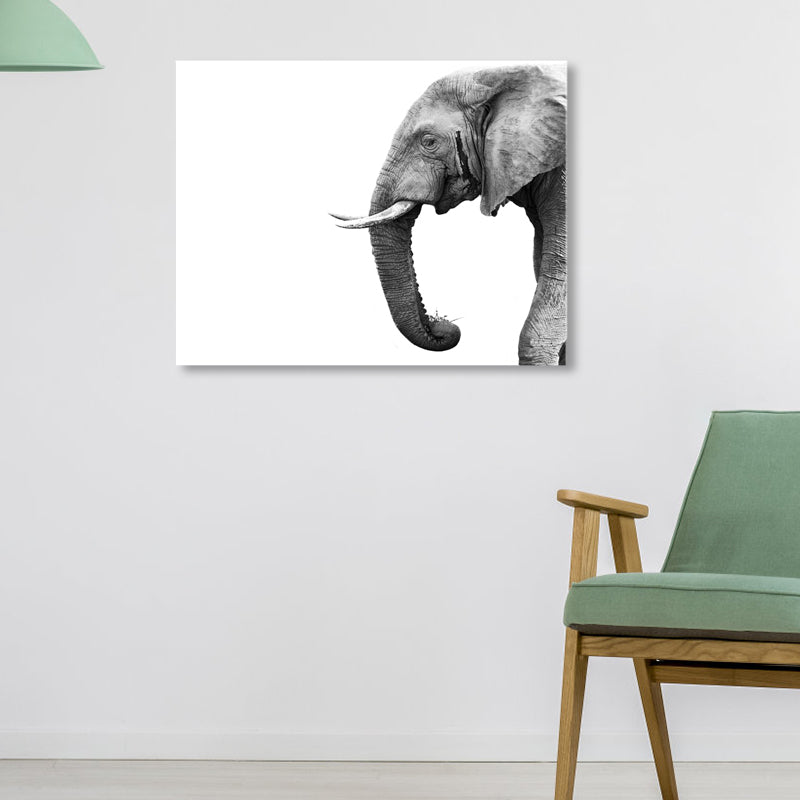 Asian Style Wild Animal Wall Decor Light Color Textured Canvas Art for Living Room