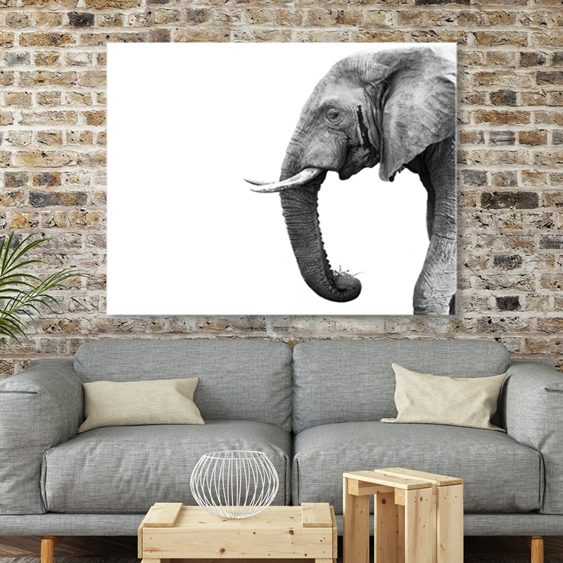 Asian Style Wild Animal Wall Decor Light Color Textured Canvas Art for Living Room