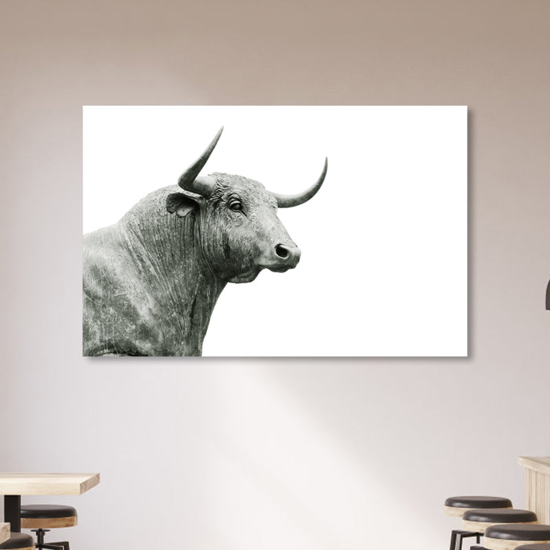 Asian Style Wild Animal Wall Decor Light Color Textured Canvas Art for Living Room