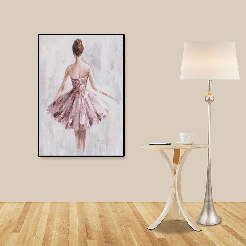 Dance Girl in Dress Canvas Print Soft Color Glam Style Painting for Living Room