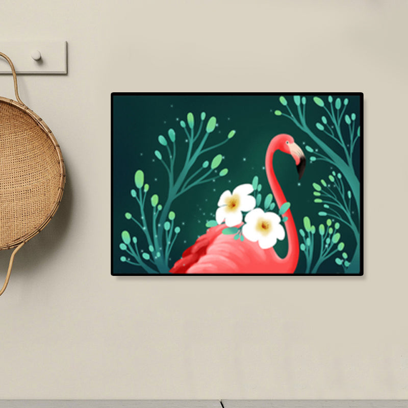 Flamingo Print Painting Tropical Stylish Textured Canvas Wall Art for Dining Room