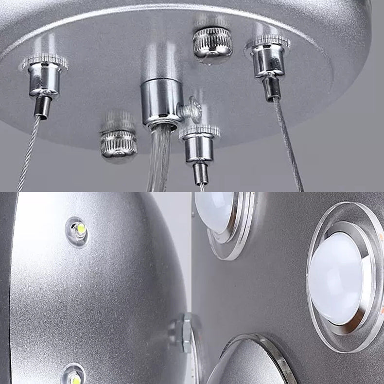 Metal UFO Pendant Light Six Lights Creative Suspension Light in Silver for Boys Bedroom