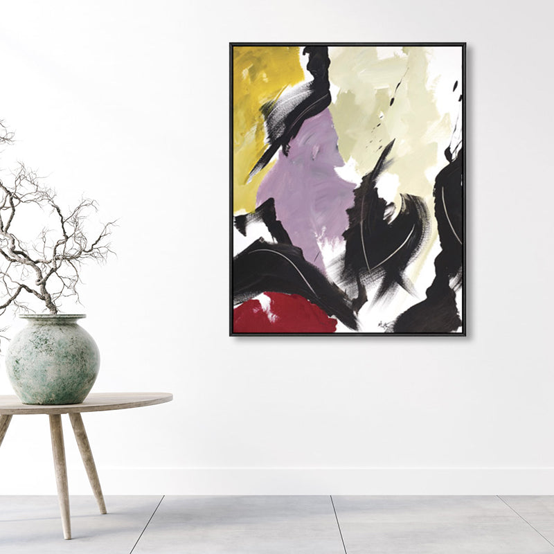 Light Color Brush Stroke Wall Decor Abstract Modern Art Textured Canvas Print for Lobby