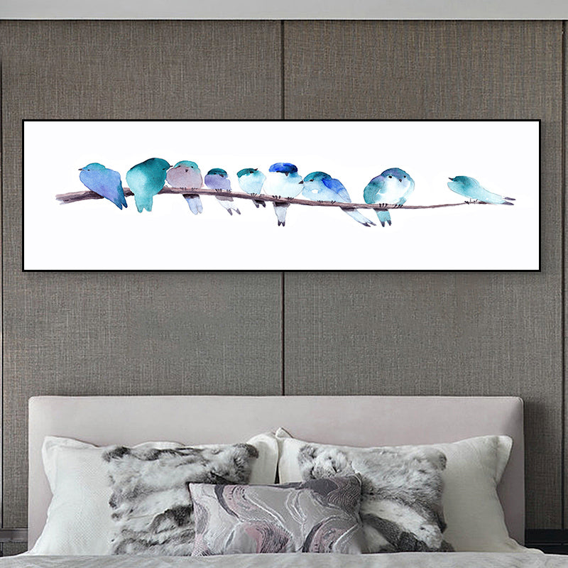 Singing Birds Painting Kids Style Canvas Wall Art Decor in Light Color for Bathroom