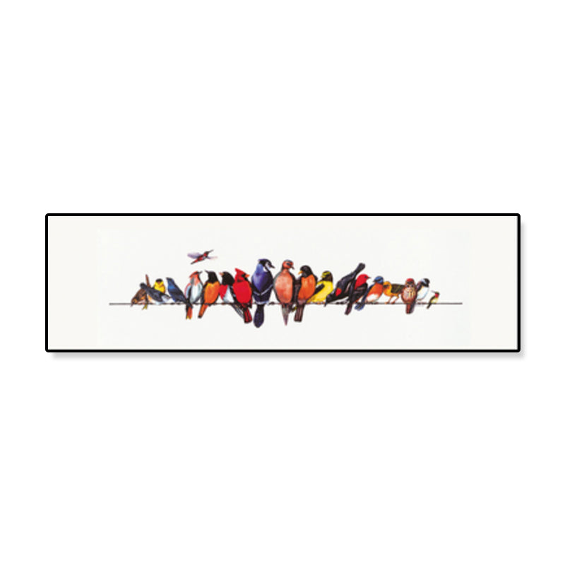 Singing Birds Painting Kids Style Canvas Wall Art Decor in Light Color for Bathroom