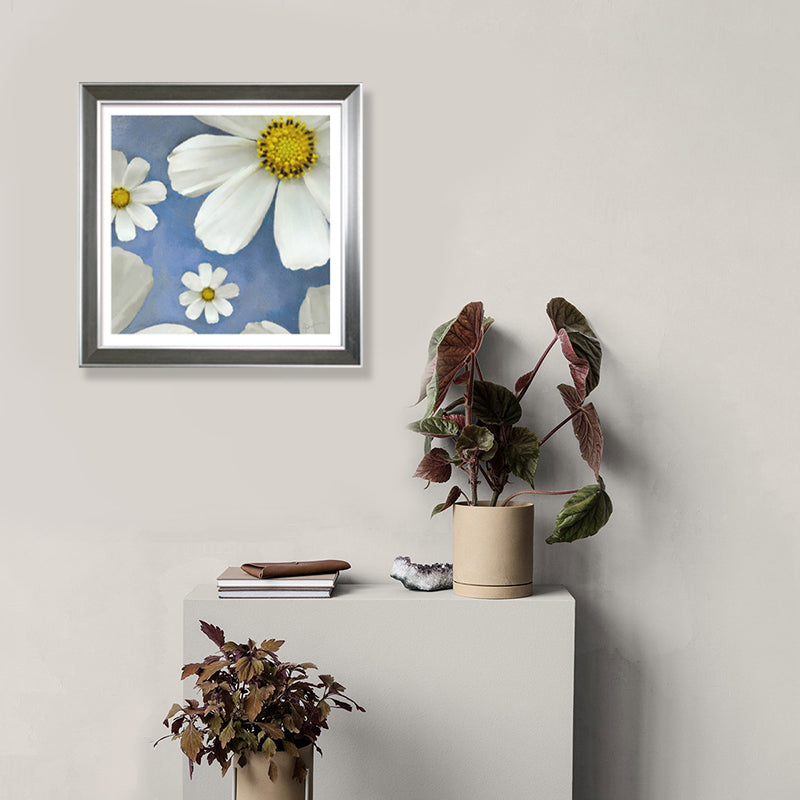 Toile imprimée de chrysanthème de campagne, décoration murale de fleurs de couleur douce pour chambre à coucher, texturée
