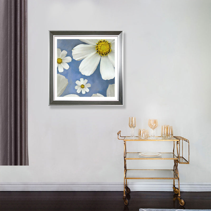 Toile imprimée de chrysanthème de campagne, décoration murale de fleurs de couleur douce pour chambre à coucher, texturée