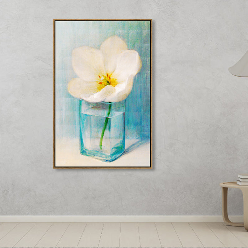Light Color Floral Design Canvas Textured Wall Art Print for Living Room, Multiple Size