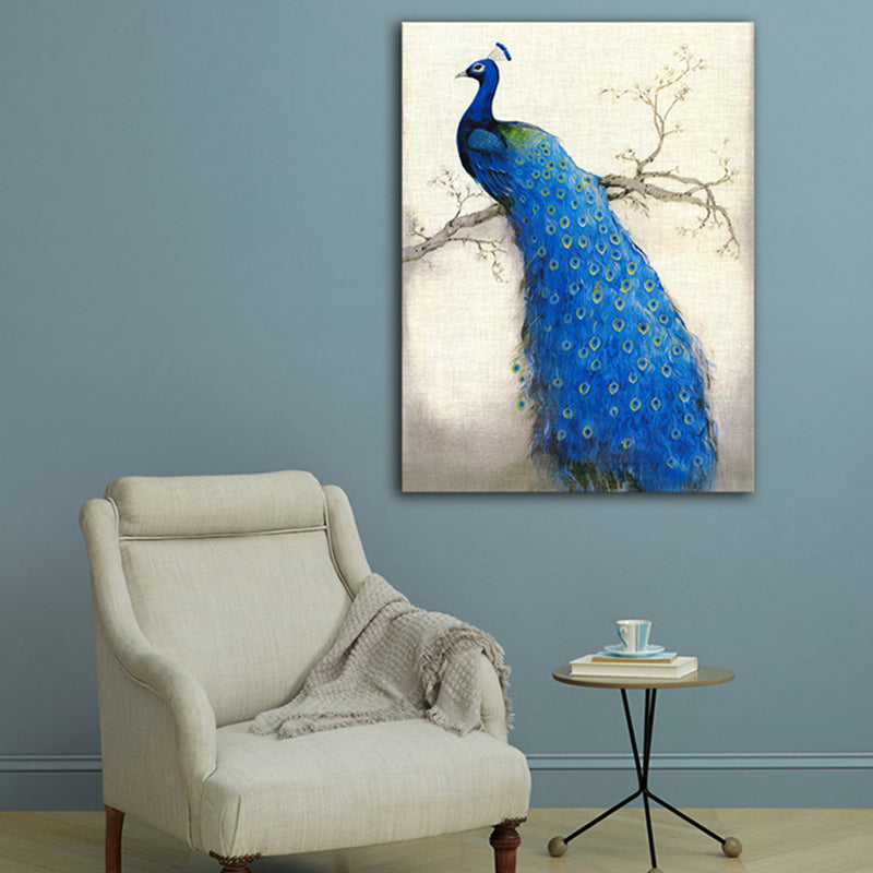 Modern Peacock Graphic Canvas Soft Color Textured Painting for Bedroom, Multiple Sizes