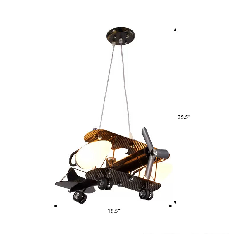 Vintage Propeller Flugzeug hängende Lichtmetall 3 Köpfe Deckenanhänger für den Studienraum Teen