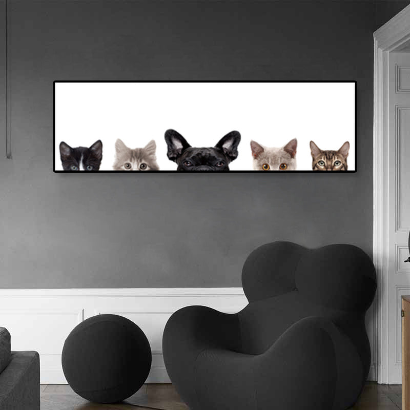Children's Art Domestic Pets Canvas Print Photo Animal Wall Decor in Pastel Color