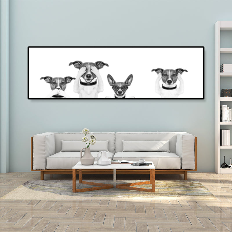 Children's Art Domestic Pets Canvas Print Photo Animal Wall Decor in Pastel Color
