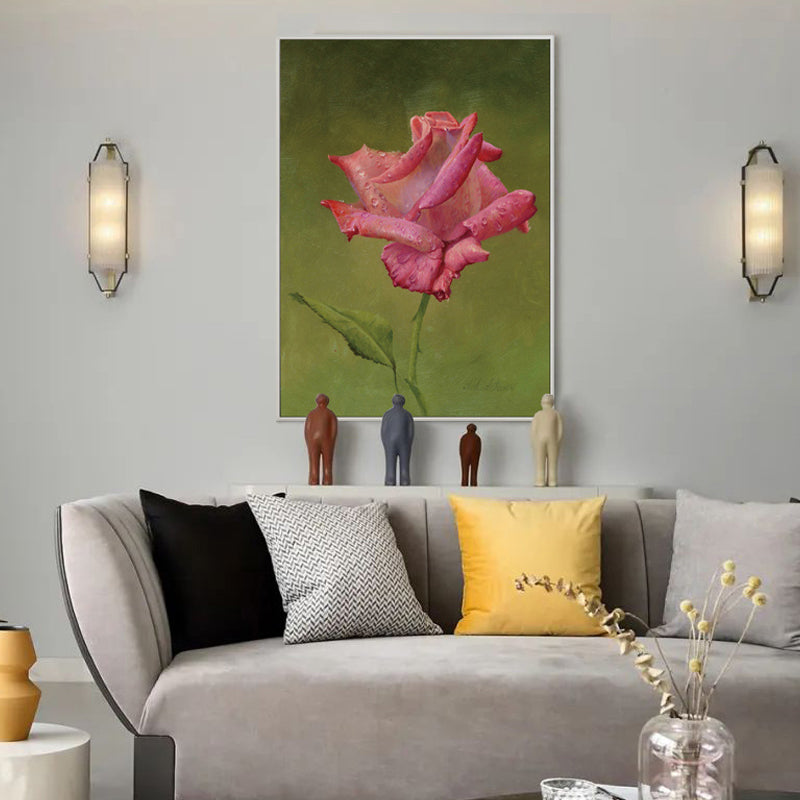 Flower Blossom Canvas Print Textured Countryside Living Room Wall Art in Soft Color