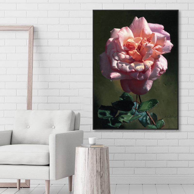 Flower Blossom Canvas Print Textured Countryside Living Room Wall Art in Soft Color