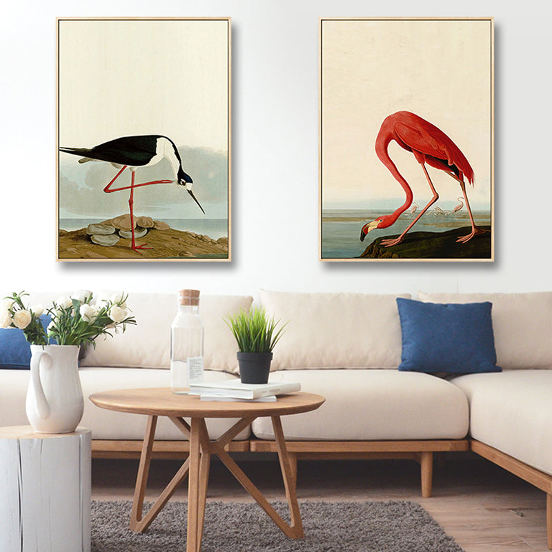 Tropical Painting Print Flamingo Canvas House Interior Wall Art Decor in Pastel Color