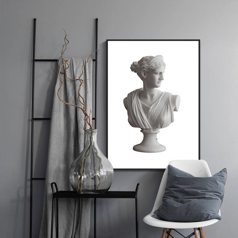 White Top Sculpture Painting Contemporary Textured Canvas Wall Art for Sitting Room