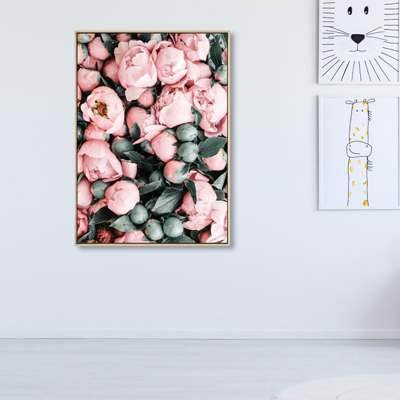 Beautiful Peony Buds Canvas Wall Art for Girls Bedroom, Pink, Multiple Sizes Available