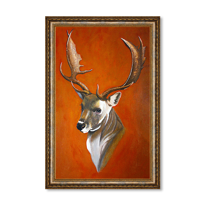Reindeer Pattern Canvas Print Brown Rustic Stylish Wall Art Decor for Living Room