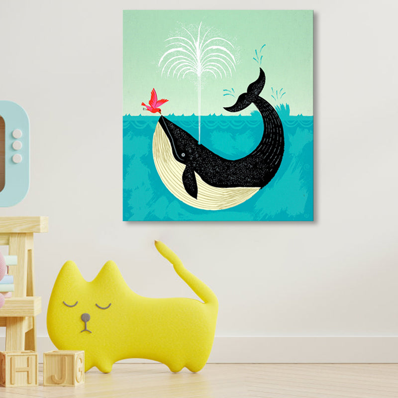 Toile enveloppée d'animaux marins, décoration murale texturée pour enfants, couleur douce, pour chambre d'enfant