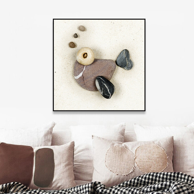 Soft Color Fish Canvas Sea Animal Children's Art Textured Wall Decor for Guest Room