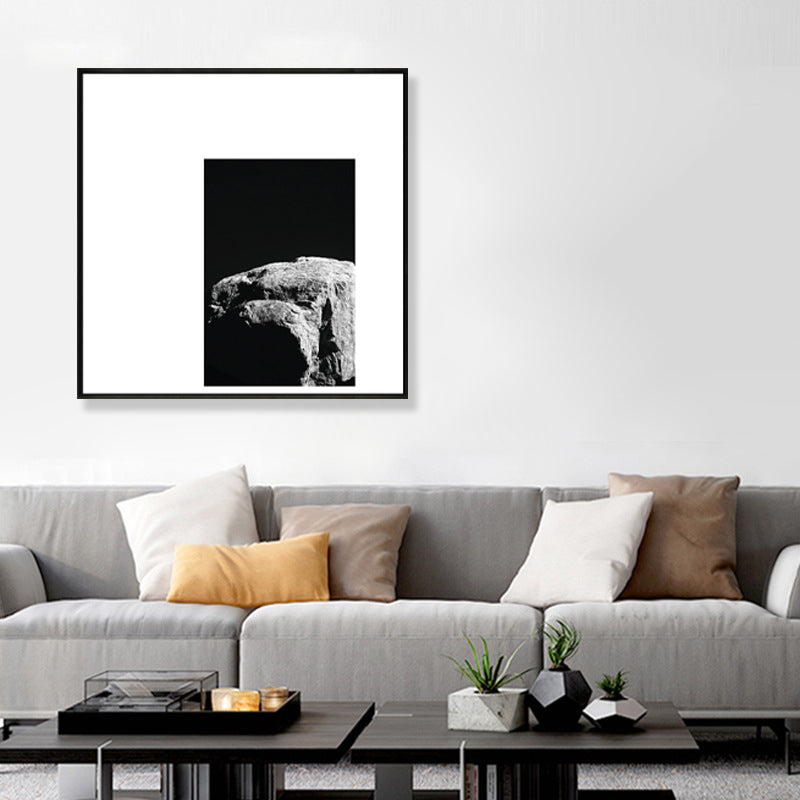 Minimalism Photograph Rocks Wall Art Decor Sitting Room Canvas Print in Dark Color