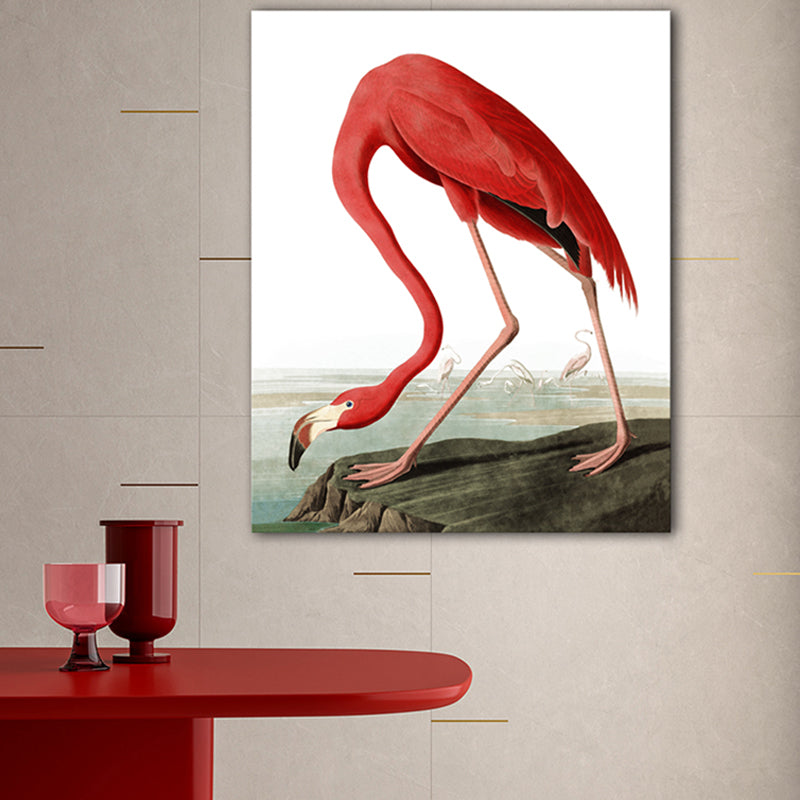 Tropical Flamingo Pattern Canvas Print Textured Pink Wall Decor for House Interior