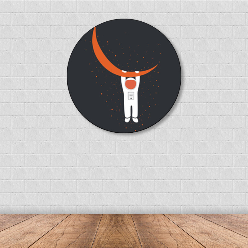 Astronaut and Moon Wall Art Decor Living Room Universe Canvas Print in Pastel Color