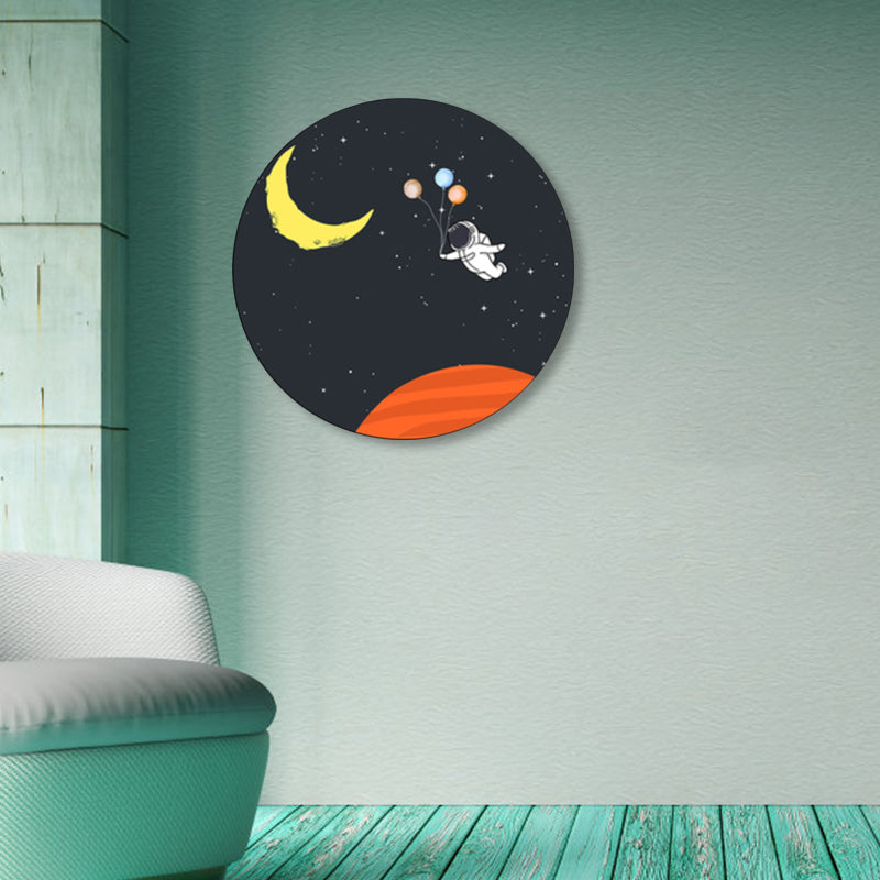 Astronaut and Moon Wall Art Decor Living Room Universe Canvas Print in Pastel Color