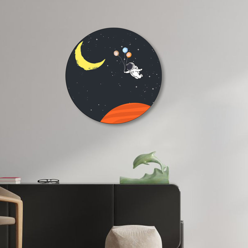 Astronaut and Moon Wall Art Decor Living Room Universe Canvas Print in Pastel Color