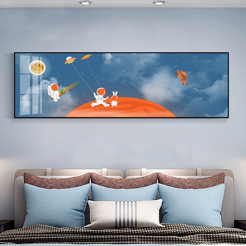Pastel Color Planets Scene Painting Universe Children's Art Textured Canvas for Sitting Room
