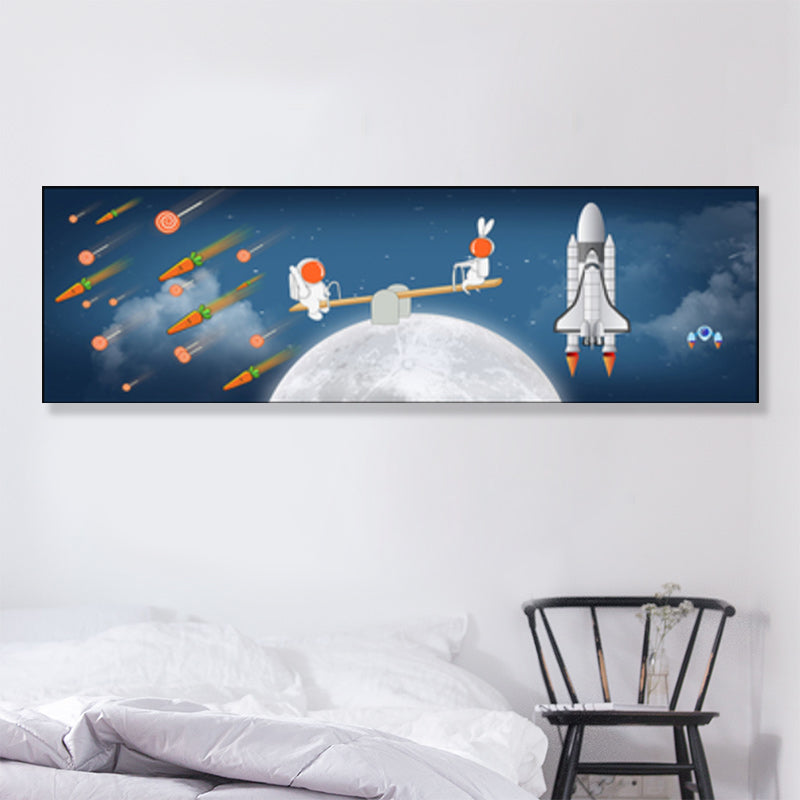 Pastel Color Planets Scene Painting Universe Children's Art Textured Canvas for Sitting Room