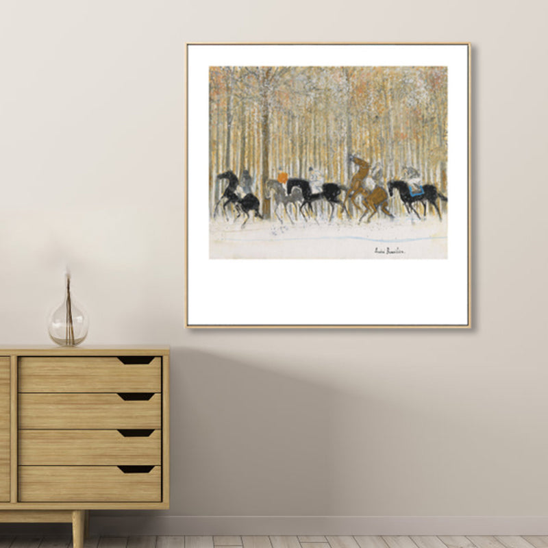 Modern schilderij paardenkuddes canvas print lichte kleur getextureerde muur kunst decor voor thuis