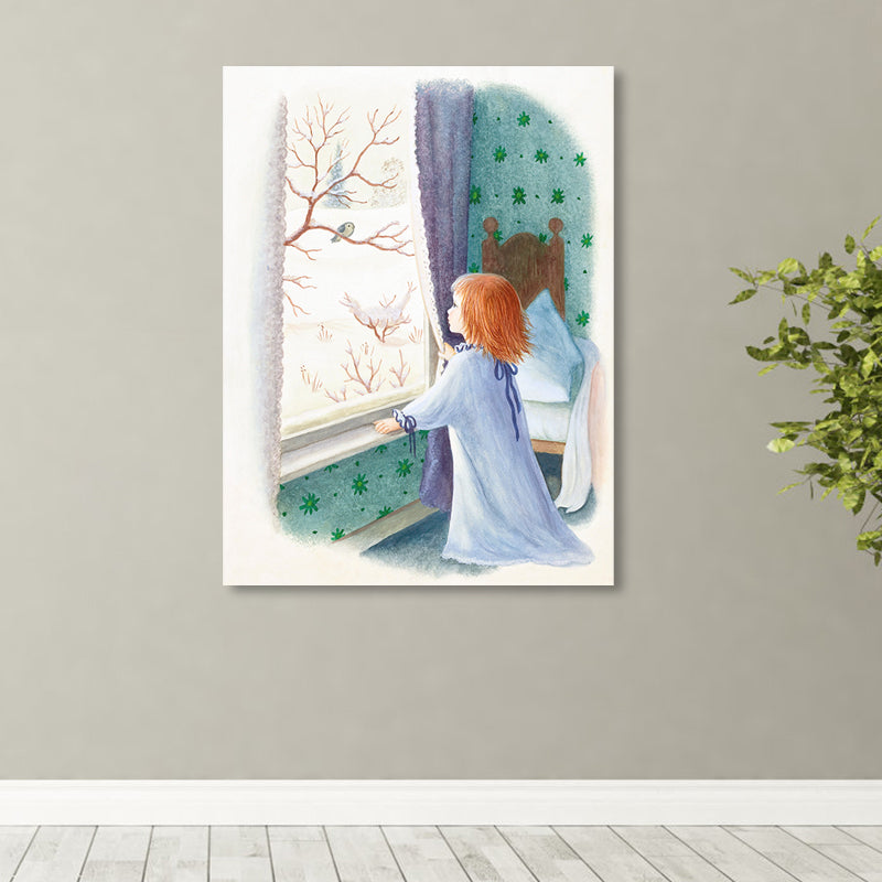 Modern Young Girl Canvas Soft Color Textured Wall Decor for Living Room, Multiple Sizes