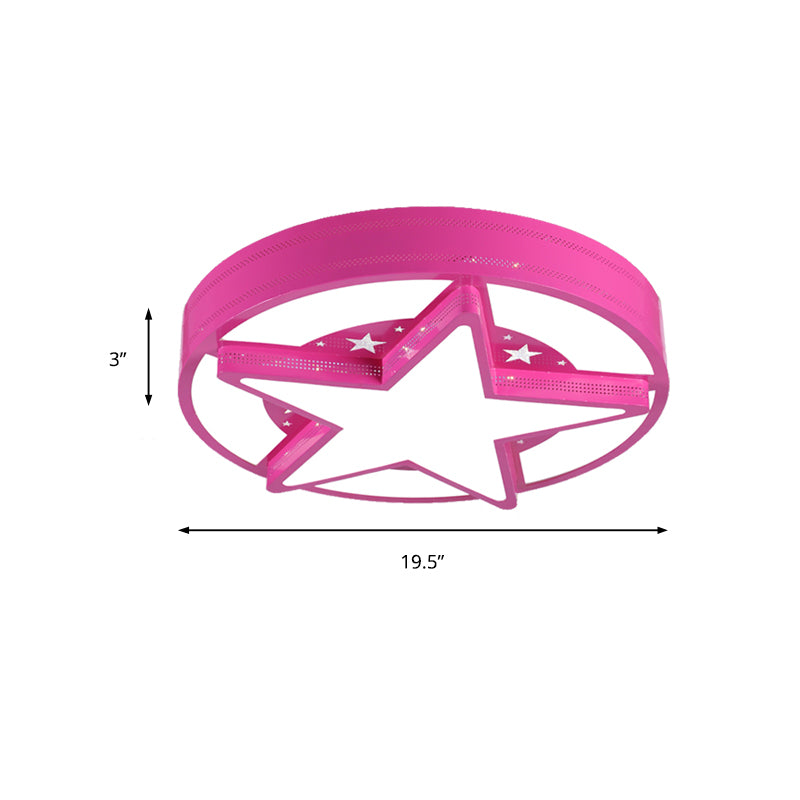 Contemporary Circle Flush Mount Light with Star Metal & Acrylic Ceiling Lamp for Bathroom