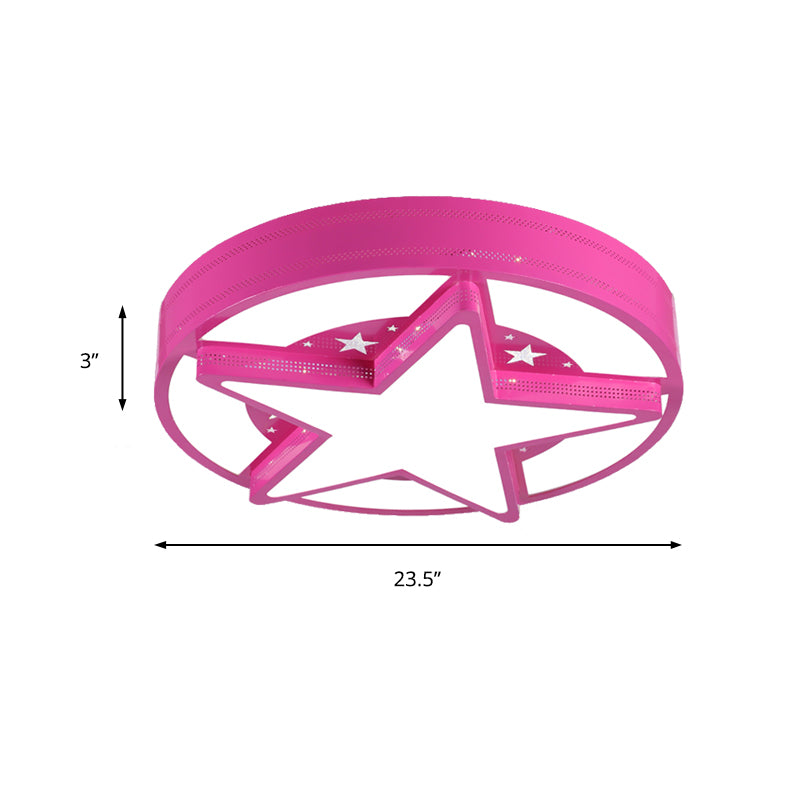 Contemporary Circle Flush Mount Light with Star Metal & Acrylic Ceiling Lamp for Bathroom