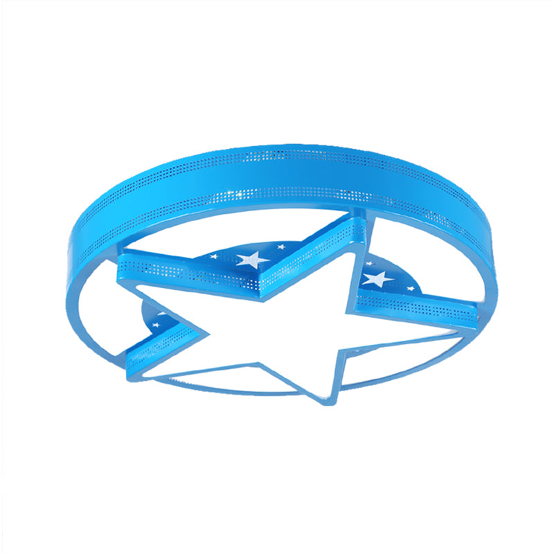 Contemporary Circle Flush Mount Light with Star Metal & Acrylic Ceiling Lamp for Bathroom