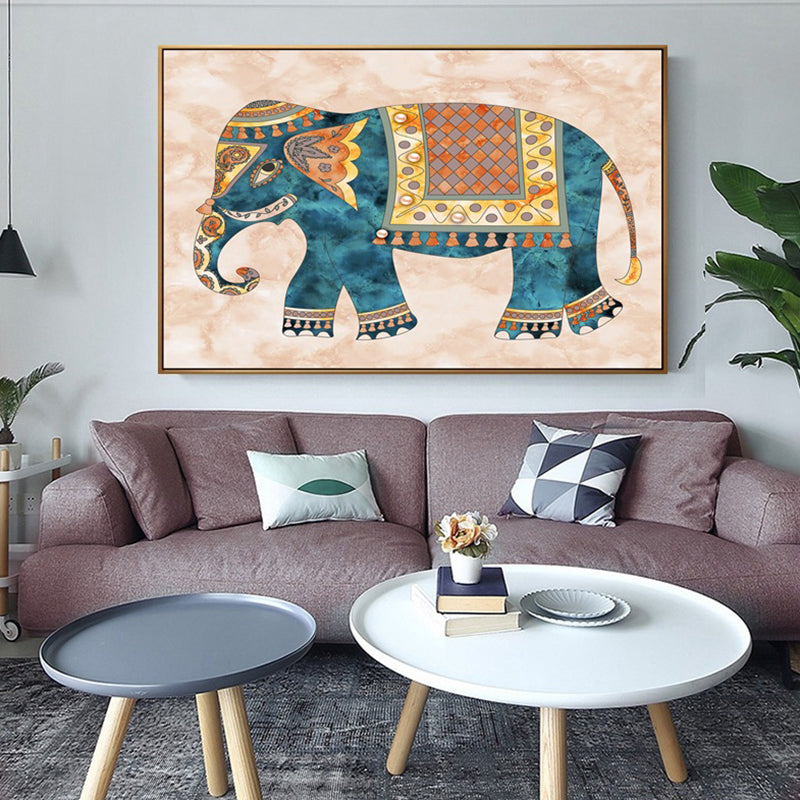 Asian Drawing Animal Art Print Canvas Textured Light Color Wall Decor for Living Room