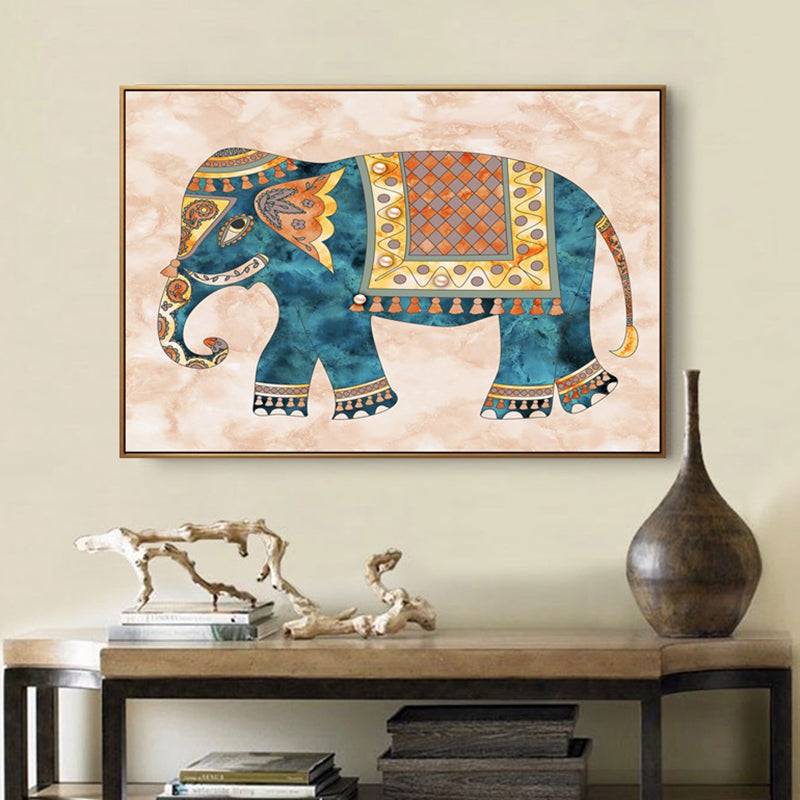 Toile imprimée d'art animalier, dessin asiatique, décoration murale texturée de couleur claire pour salon