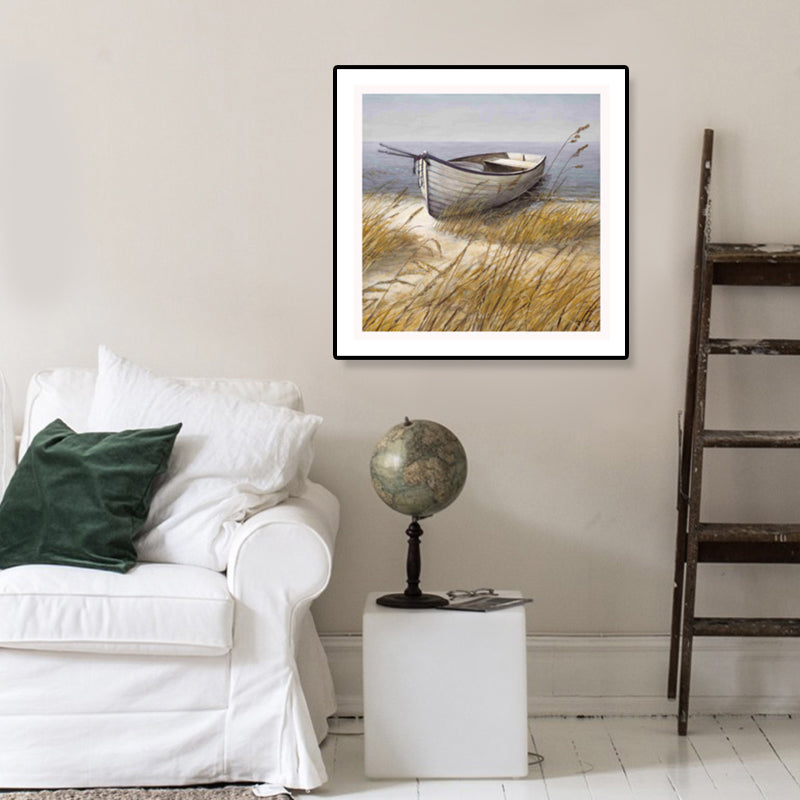 Brown Wooden Boat Canvas Print Textured Wall Decor for Study Room, Multiple Size