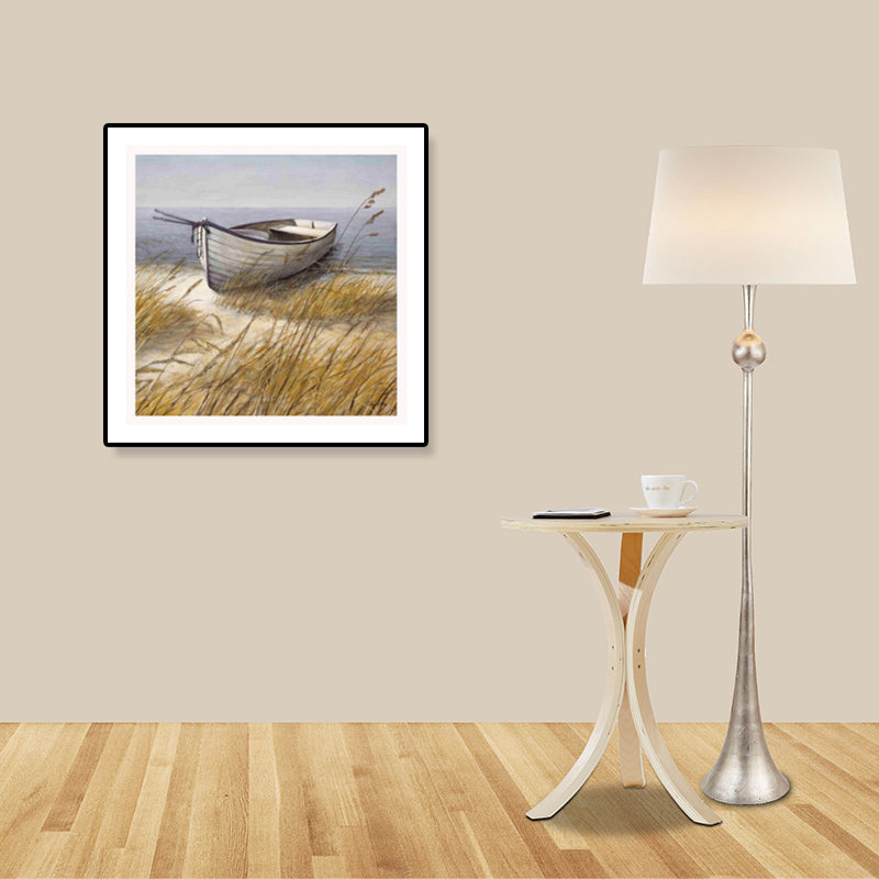 Brown Wooden Boat Canvas Print Textured Wall Decor for Study Room, Multiple Size