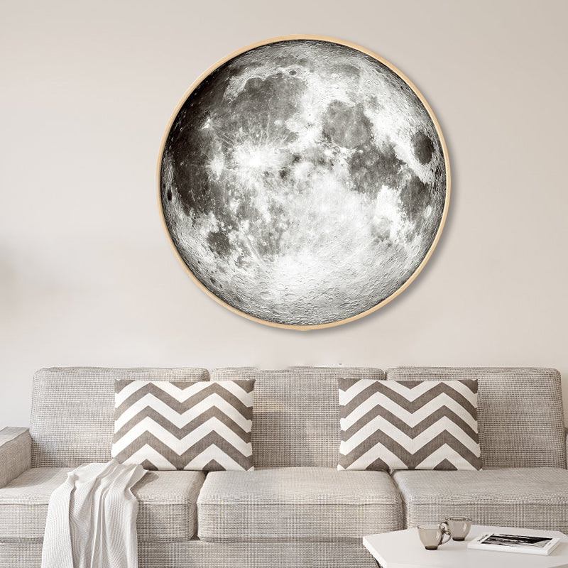 Textured Dark Color Canvas Kids Photo Print 3D Effect Planet Wall Art for Boys Room