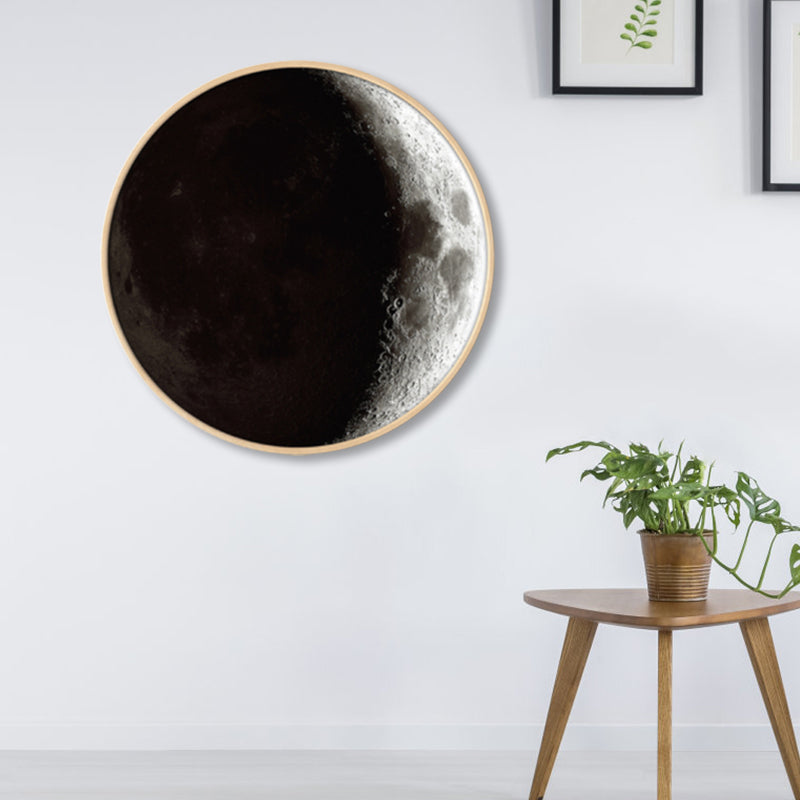 Textured Dark Color Canvas Kids Photo Print 3D Effect Planet Wall Art for Boys Room