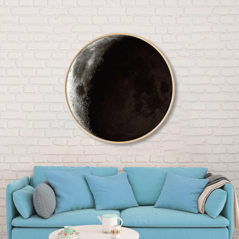 Textured Dark Color Canvas Kids Photo Print 3D Effect Planet Wall Art for Boys Room