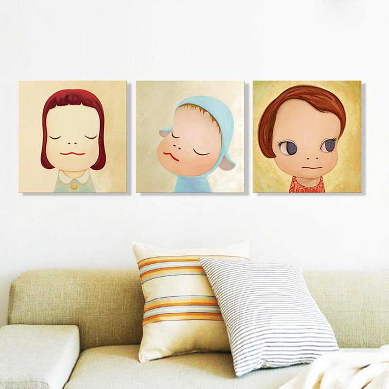 Pastel Illustration Baby Canvas Wall Art Figure Portrait Kids Textured Wall Decor