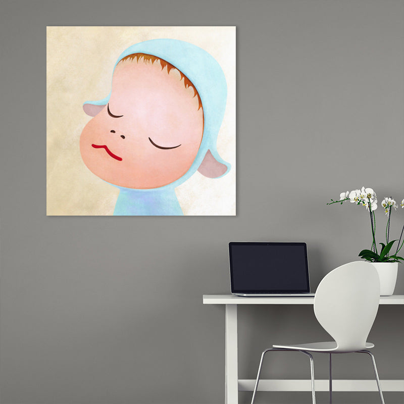 Pastel Illustration Baby Canvas Wall Art Figure Portrait Kids Textured Wall Decor
