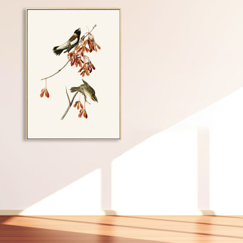 Zachte kleur rustieke canvas kunst schilderij vogel op de takken muur decor voor slaapkamer